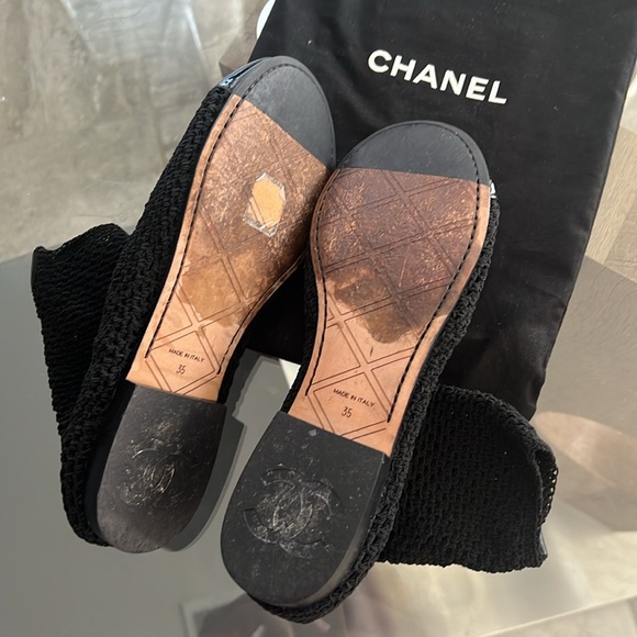 Rare CHANEL Crochet Patent Leather Cap Toe Sock Booties in Black, Size 35 - Picture 9 of 11